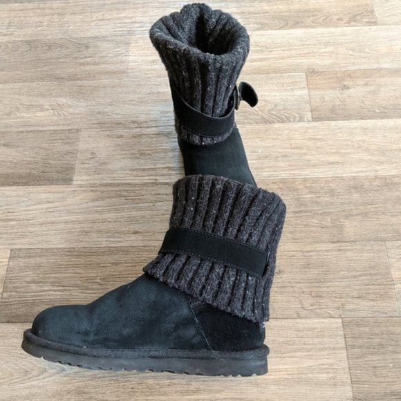 Ugg Cambridge Sweater Knit Black Buckle Boots Women Size 6 - Picture 3 of 7